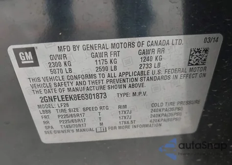 2014 Chevrolet Equinox Ls из США, поврежденный, VIN 2GNFLEEK8E6301873